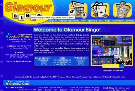 Glamour Bingo - Play special bingo dollar games and special bingo chat games!