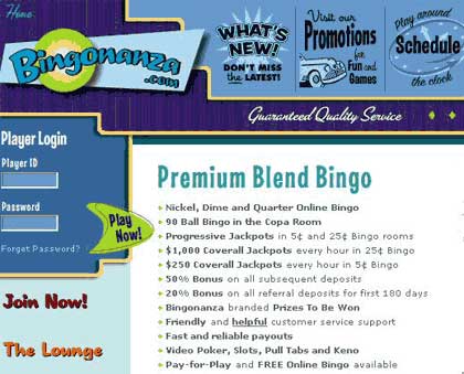 Bingonanza - Award winning best online bingo site. Talk and play bingo online!