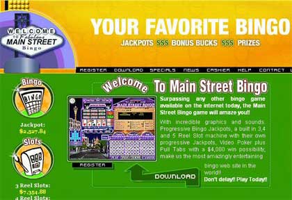 Mainstreet Bingo - Special nickel bingo and dime bingo card games!